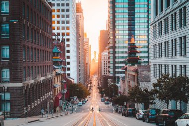 Downtown San Francisco with California Street at sunrise, California, USA clipart