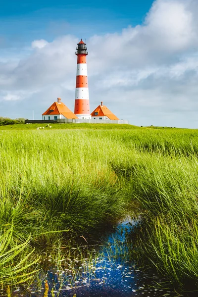 Batı kumları deniz feneri, Kuzey Denizi, Schleswig-Holstein, Almanya — Stok fotoğraf