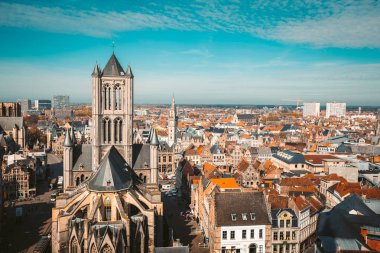 Ghent, Flanders, Belçika'nın havadan görünümü