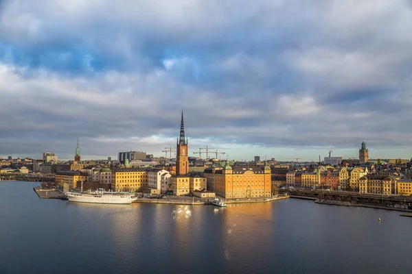 일출, 스웨덴에서 스톡홀름 스카이 라인 파노라마 — 스톡 사진