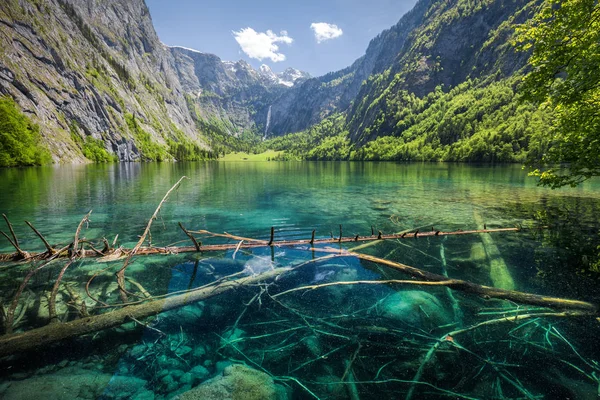 Natursköna sjön Obersee på sommaren, Bayern, Tyskland — Stockfoto