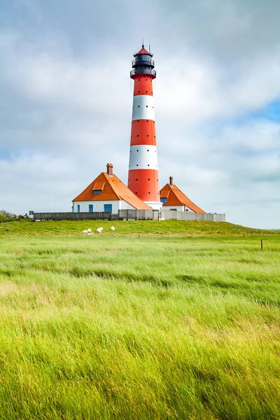 Westerheversand lighthouse, North Sea, Schleswig-Holstein, Alemanha — Fotografia de Stock