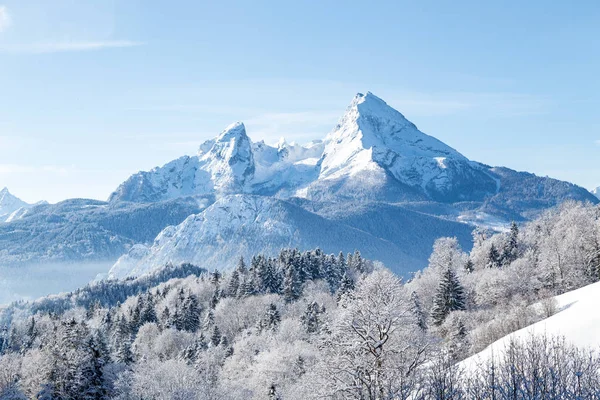 Montagna Watzmann in inverno, Baviera, Germania — Foto Stock
