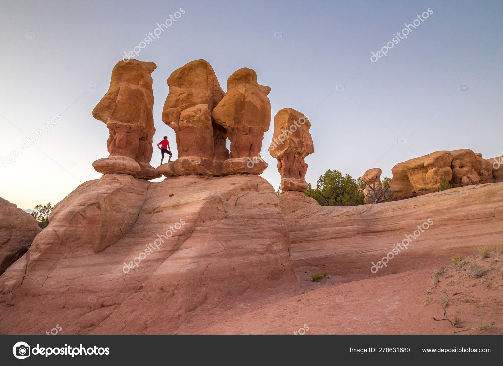 Hiker In Devil S Garden Escalante Utah Stock Editorial Photo