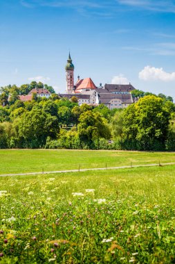 Yaz aylarında Ünlü Andechs Abbey, Starnberg ilçesi, Yukarı Bavyera, Abd