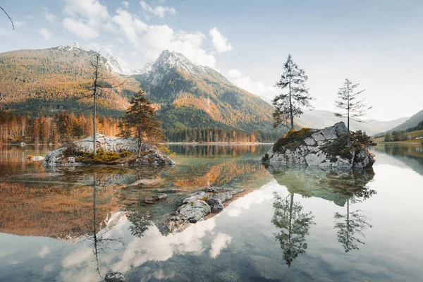 Λίμνη Hintersee στο ηλιοβασίλεμα, Βαυαρία, Γερμανία — Φωτογραφία Αρχείου