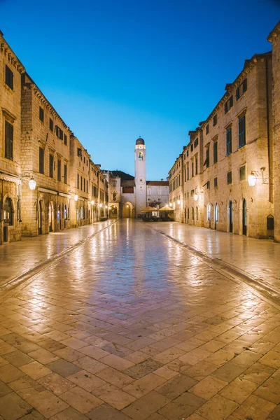 Vue Panoramique Classique Célèbre Stradun Rue Principale Vieille Ville Dubrovnik — Photo