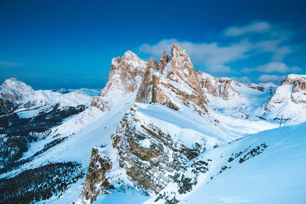 Класичний Вид Знамениті Вершини Сікеда Доломітах Вечірньому Сутінках Взимку Південному — стокове фото