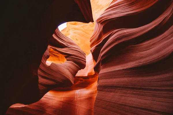 Gyönyörű Széles Látószögű Kilátás Csodálatos Homokkő Képződmények Híres Antelope Canyon — Stock Fotó