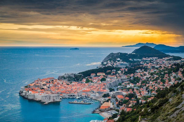 Vista Aérea Panorâmica Cidade Histórica Dubrovnik Dos Destinos Turísticos Mais — Fotografia de Stock