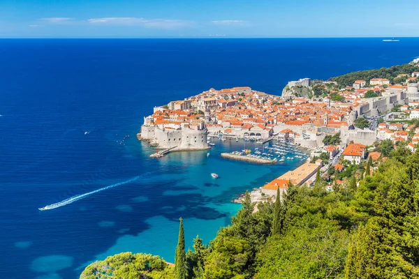 Vista Aérea Panorâmica Cidade Histórica Dubrovnik Dos Destinos Turísticos Mais — Fotografia de Stock