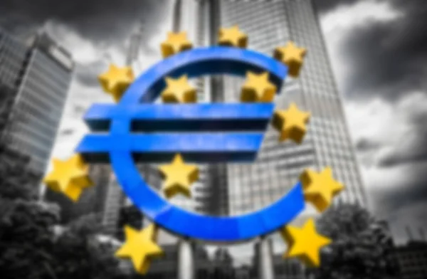 Abstrakt Bakgrund Suddig Bokeh Bild Eurotecken Vid Europeiska Centralbankens Huvudkontor — Stockfoto