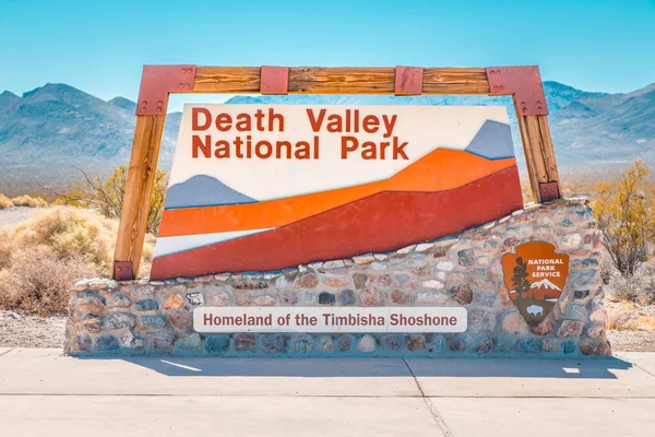 Vista Classica Del Famoso Cartello Ingresso Del Death Valley National — Foto Stock