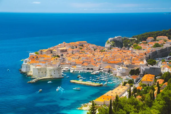 Vista Aérea Panorâmica Cidade Histórica Dubrovnik Dos Destinos Turísticos Mais — Fotografia de Stock