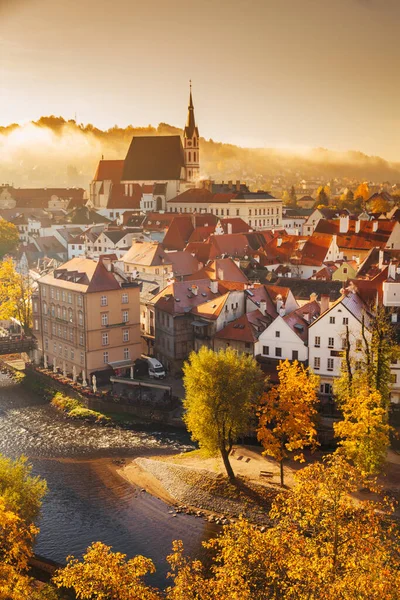 Vista Panorâmica Histórica Cidade Cesky Krumlov Com Famoso Castelo Cesky — Fotografia de Stock