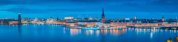 Panoramisch Uitzicht Het Beroemde Centrum Van Stockholm Met Historische Riddarholmen — Stockfoto