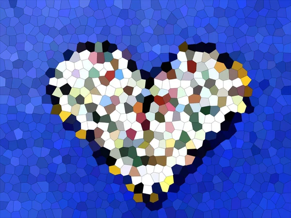 Ornamento Decorativo Mosaico Com Corações Fundo Azul Mosaic Heart Modern — Fotografia de Stock