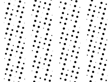 Beyaz arka planda siyah halkalar. Düzenli olarak tekrarlanan noktalar, daireler ve ince çizgiler. Basit paralel geniş dikey çizgiler deseni.                                      