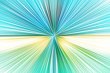 Abstract radial zoom blur surface in yellow, green, blue tones. Abstract background with radial, radiating, converging lines. clipart