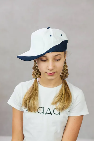 Cute Girl Pigtails Cap — Stock Photo, Image