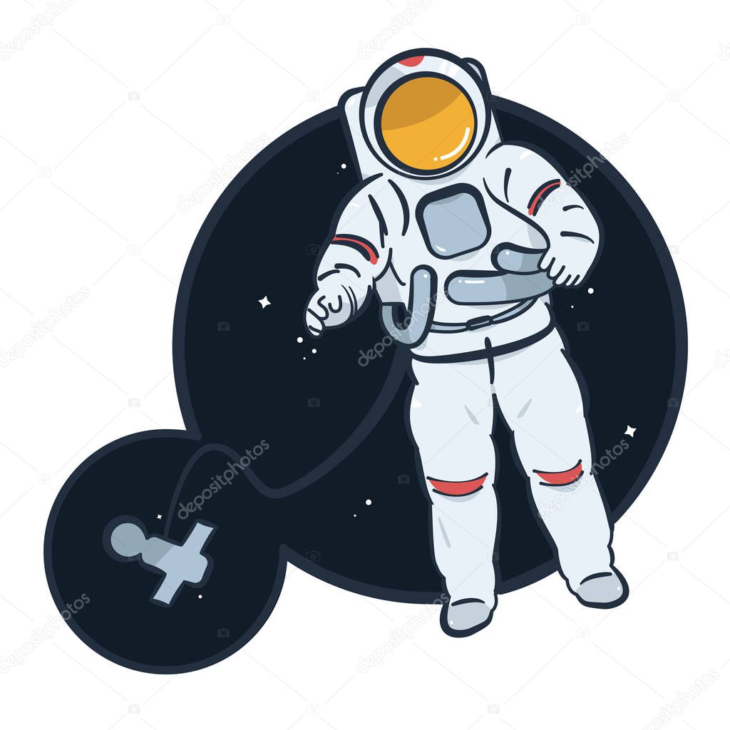 Astronaut floats in open space vector.