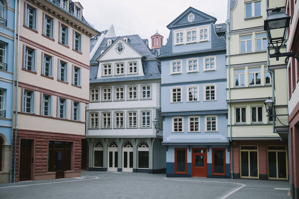 Beautiful buildings at city street in Frankfurt, Germany