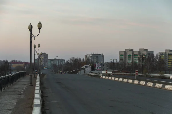 Uralsk Kazakhstan Qazaqstan Autoroute Vide Pont Sans Voitures Ville Quarantaine — Photo