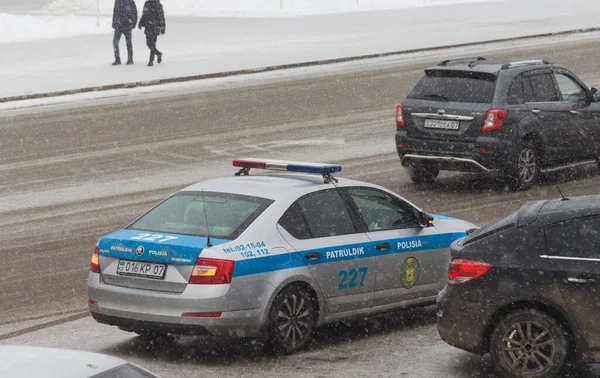 Kazakhstan Patrouille Routière Voiture Police Flasher Sirène — Photo
