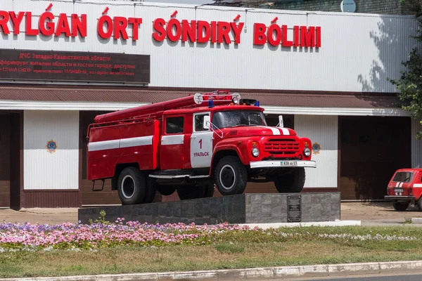 Uralsk Kazakhstan Qazaqstan 2020 Caserne Pompiers Numéro Dans Ville Uralsk — Photo