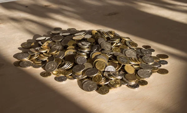 Hromada Mincí Národní Měně Kazachstánu Tenge Měděná Mince Různé Mince — Stock fotografie
