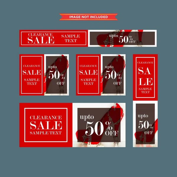 Ensemble de bannières web de vente encadrées rouges et blanches — Image vectorielle