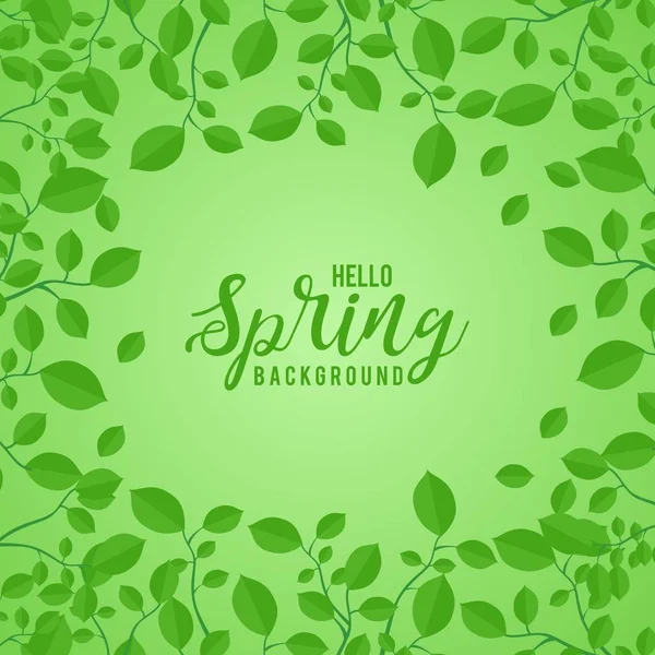 Vihreät lehdet keväällä vihreä tausta — vektorikuva