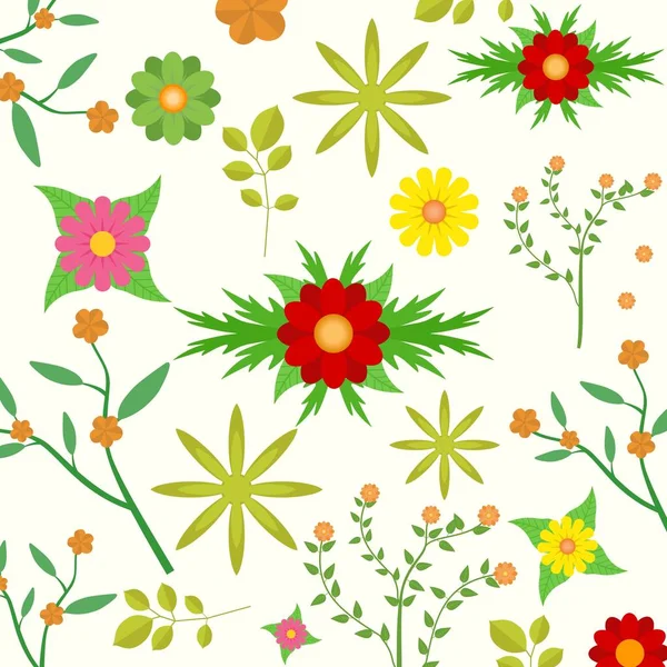 Diverses fleurs, Feuilles de bouquet au printemps Fond — Image vectorielle