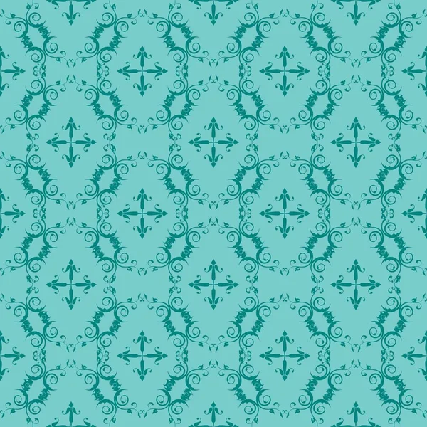 Turquesa e Teal Ornamental redemoinho Fundo — Vetor de Stock