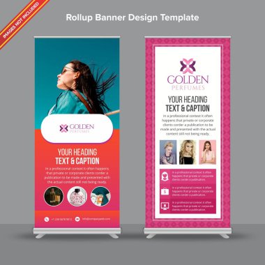 Gradient etkisi ile Retro rustik ve pembe Rollup Banner