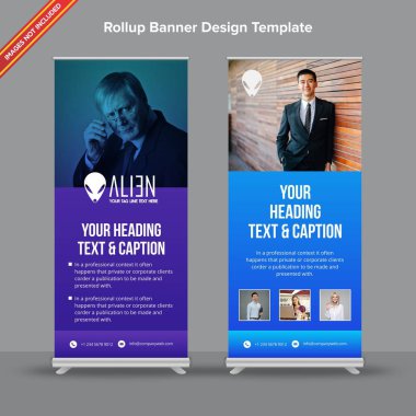Mavi ve mor gradyan ile yaratıcı Rollup Banner