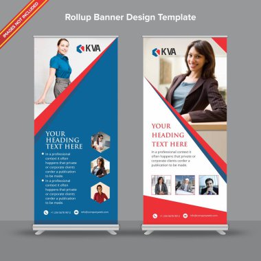 Altıgen mavi ve kırmızı Rollup Banner