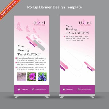 İnce pembe degrade ve geomtrical şekilleri ile modern Rollup Banner