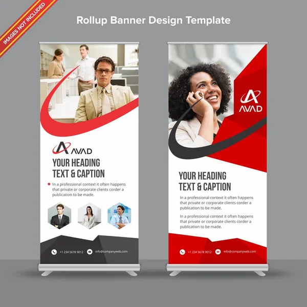 Geometrik Edge ile profesyonel kırmızı ve gri Rollup Banner