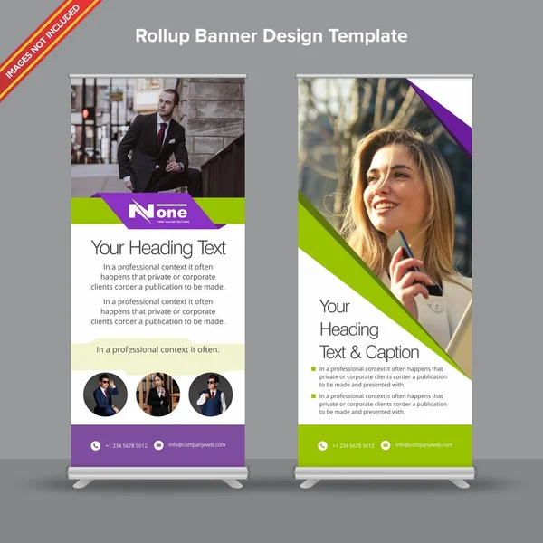 Moderne Neon groene en witte Rollup Banner — Stockvector