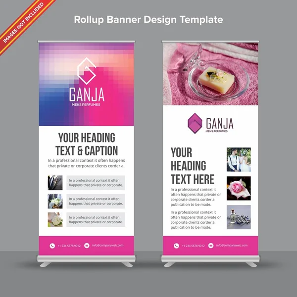 Digitale geometrische Rollup Banner met roze en blauw tinten — Stockvector