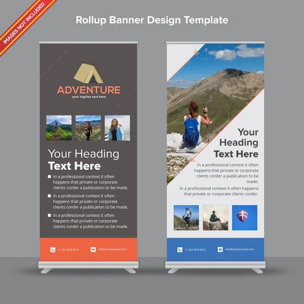 Soyut gri ve turuncu Rollup Banner