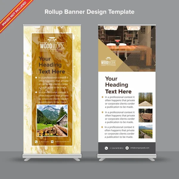 Marmer texture bruin en mosterd Rollup Banner — Stockvector