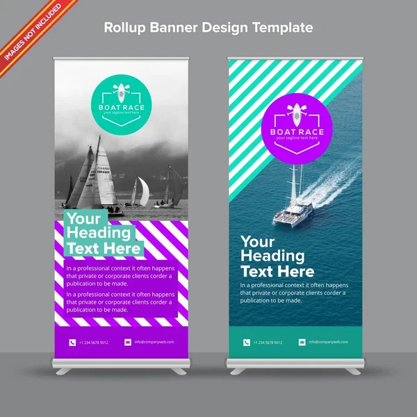 Rollup Banner with Bright Purple and Mint with geometrical lines — Stock Vector