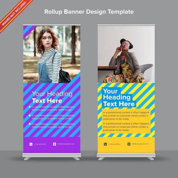 Çakışan metin parlak çift ton Rollup Banner tasarımı