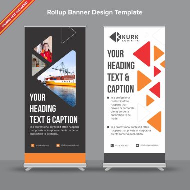 Koyu gri ve beyaz geometrik Rollup Banner