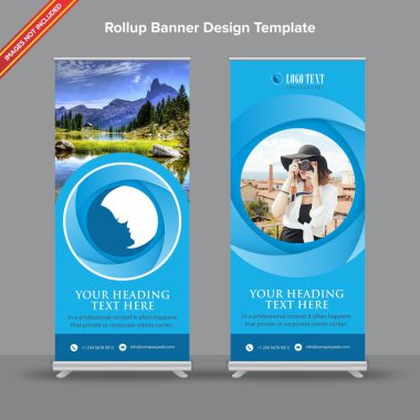 Blues gölgeli Rollup Banner tasarımı dairesel gradyanlar ile.