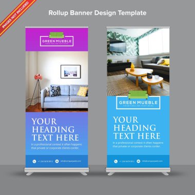 Doğrusal degrade Rollup Banner Aqua ve mor tonları içinde