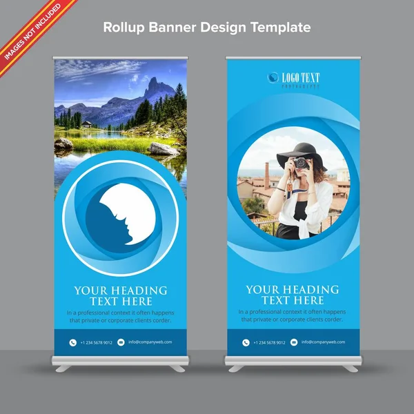 Blues gölgeli Rollup Banner tasarımı dairesel gradyanlar ile.