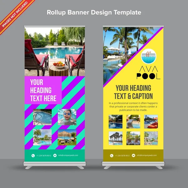 Creatieve Rollup Banner in Neon kleuren en geometrische lijnen — Stockvector